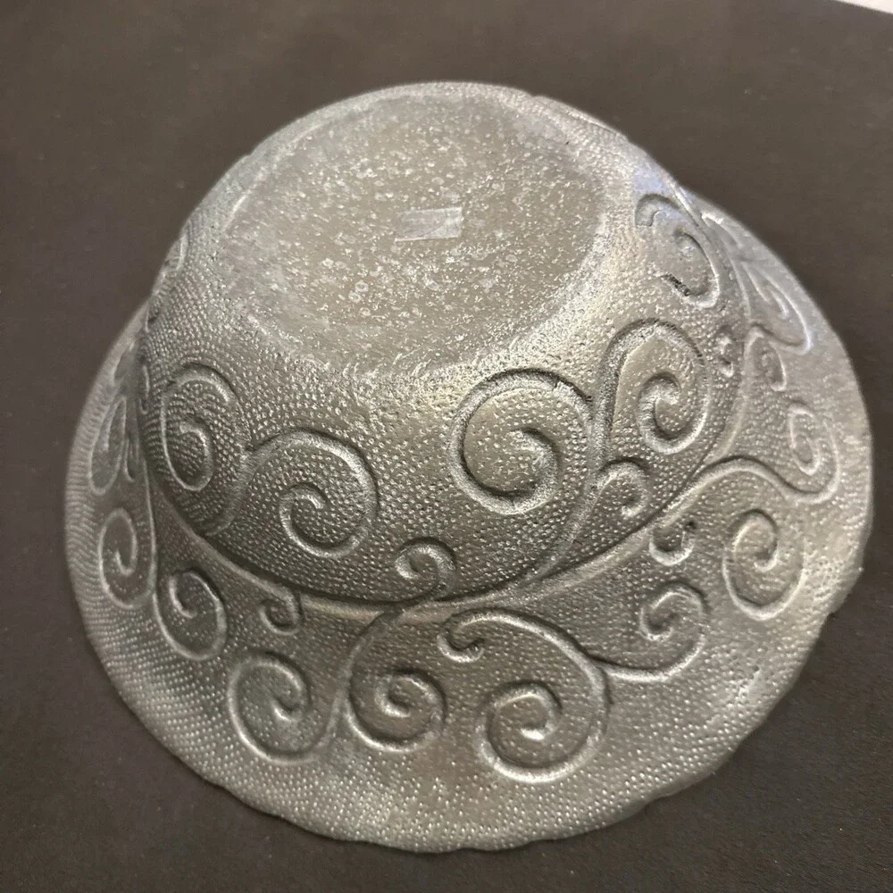 Hand Hammered METAL SERVING BOWL SWIRLING DESIGN INDIA CATERING LARGE  12